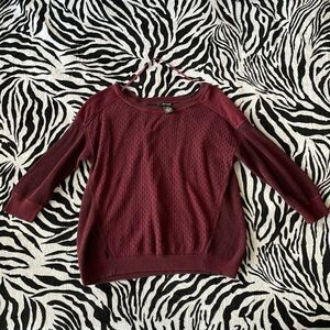 DKNY jeans burgundy women’s pull over sweater 3/4 sleeves autumn fall size large
